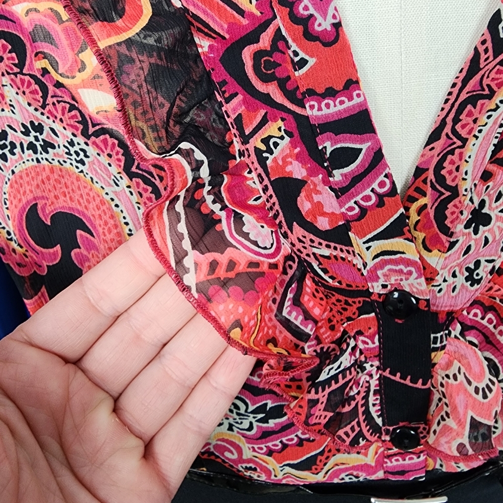 Studio 1940 Sleeveless Black Paisley Shirt Sz Large Business Casual - Picture 4 of 13